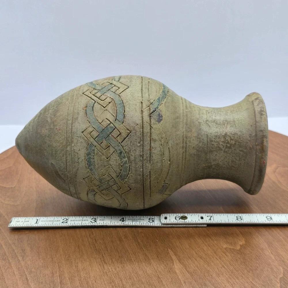 Vintage Terracotta Clay Vase‎ Celtic Knot Design Rustic Farmhouse Decor